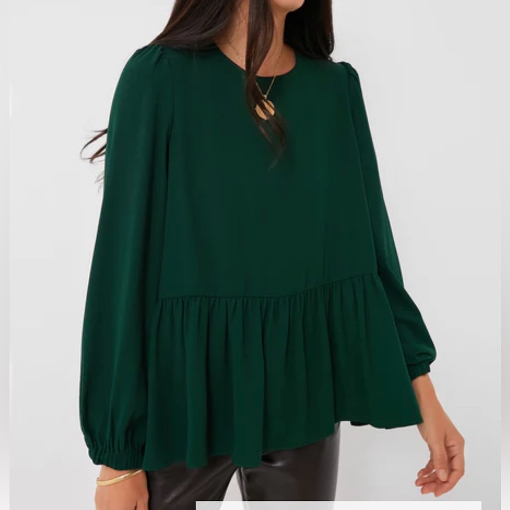 Tuckernuck Pomander Place Hunter Green Carlota Peplum Blouse
